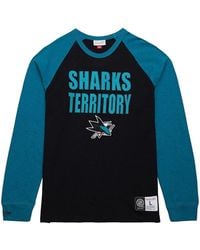 Mitchell & Ness - Black/teal San Jose Sharks Legendary Slub Raglan Long Sleeve T-shirt - Lyst
