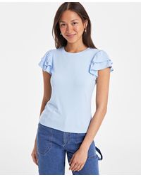 On 34th - Flutter-sleeve Ribbed Top - Lyst