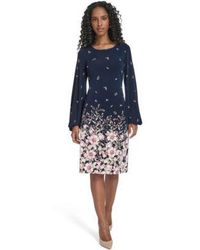 Tommy Hilfiger Printed Long-sleeve Midi Dress in Blue | Lyst