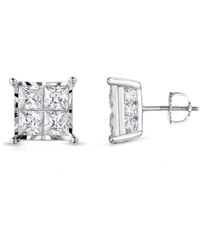 Macy's - Trumiracle Diamond Princess Cluster Stud Earrings (2 Ct. T.w. - Lyst