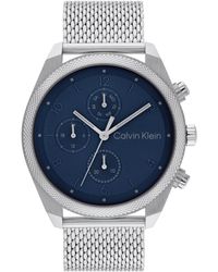 Calvin Klein - Multifunction -tone Stainless Steel Mesh Bracelet Watch 44mm - Lyst