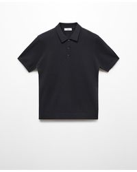 Mango - Short-sleeved Knitted Polo Shirt - Lyst