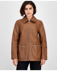 Anne Klein - Zip-front Leather Jacket - Lyst