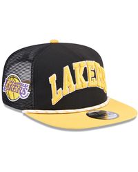 KTZ - Black/gold Los Angeles Lakers Throwback Team Arch Golfer Snapback Hat - Lyst