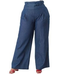 Unique Vintage - Plus Size Wide Leg Pleated Pants - Lyst