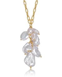Genevive Jewelry - Elegant Sterling Silver 14k Plated 23mm Genuine Freshwater Baroque Pearl Pendant Necklace - Lyst
