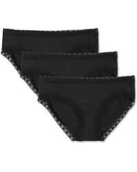 Natori - Bliss Lace-trim Cotton Brief Underwear 3-pack 156058mp - Lyst