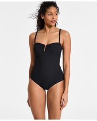 DKNY - Textured Shirred One-piece Swimsuit - Lyst