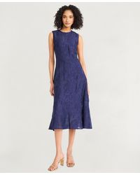 Luxely - Textured Sleeveless Fit & Flare Midi Dress - Lyst