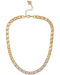 Guess - Glass Stone Chain Link Statement Necklace (also - Lyst