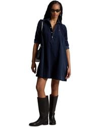 Polo Ralph Lauren Corduroy Pleated Shirt Dress in Brown | Lyst