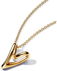 PANDORA - 14k -plated Shaped Heart Pendant 27.6 Inch Necklace - Lyst