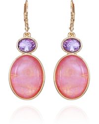 Tahari - Tone Pink And Lilac Violet Glass Stone Drop Earrings - Lyst
