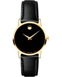 Movado - Swiss Museum Classic Black Leather Strap Watch 28mm - Lyst
