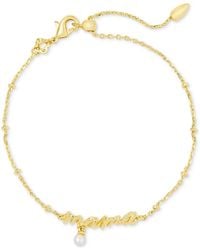 Kendra Scott - 14k Gold-plated Cultured Freshwater Pearl Mama Script Slider Bracelet - Lyst