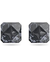 Swarovski Chroma Pyramid Cut Crystals Stud Earrings - Gray
