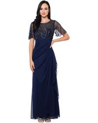 Xscape - Boat-neck Beaded Fit & Flare Dress - Lyst