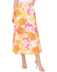 Cece - Floral A-line Midi Skirt - Lyst