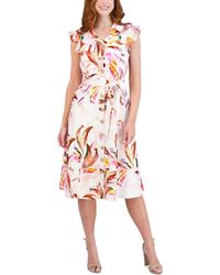 Donna Ricco - Printed Flutter-sleeve Fit & Flare Dress - Lyst