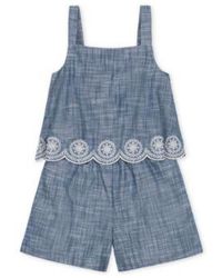 Hope & Henry - Hope Henry Mommy Me Organic Ruffle Top Chambray Romper - Lyst