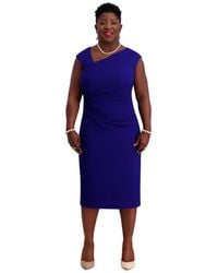 Kasper - Asymmetrical-neck Midi Dress - Lyst