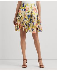Lauren by Ralph Lauren - Ruffled Floral Miniskirt - Lyst