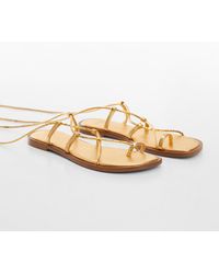 Mango - Leather Straps Sandals - Lyst