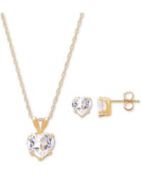 Macy's - 2-pc. Set Lab-created Heart Pendant Necklace & Matching Stud Earrings (2-3/4 Ct. T.w. - Lyst
