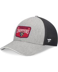 Fanatics - Gray/charcoal Florida Panthers 2024 Stanley Cup Champions Locker Room Meshback Structured Adjustable Hat - Lyst