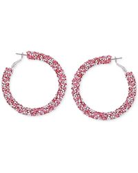 Guess - Large Crushed Stone Hoop Earrings - Lyst
