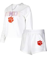 Concepts Sport - Clemson Tigers Sunray Notch Neck Long Sleeve T-shirt And Shorts Set - Lyst