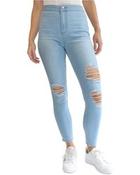 Almost Famous Juniors' High-rise Ripped Jeggings - Blue