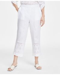 Charter Club - 100% Linen Cropped Eyelet Pull-on Pants - Lyst