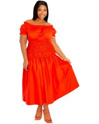 Buxom Couture - Plus Size Off Shoulder Smocked Midi Dress - Lyst