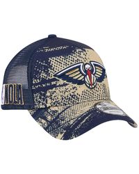 KTZ - Navy/gold New Orleans Pelicans Tip Off A-frame Trucker 9forty Adjustable Hat - Lyst