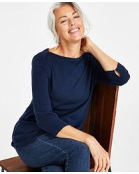 Style & Co. - Style Co Pima Cotton 3 4 Sleeve Boat Neck Top Pp 4x Created For Macys - Lyst