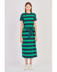 English Factory - Contrast Stripe Knit Midi Dress - Lyst