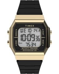 Timex - Activity Tracker Digital Black Silicone Strap 40mm Octagonal Watch - Lyst