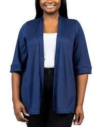 24seven Comfort Apparel - Plus Size Elbow Length Open Front Cardigan Sweater - Lyst