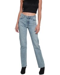 Guess - Rhinestone-embellished Straight-leg Denim Jeans - Lyst