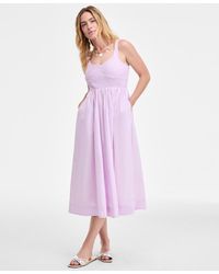 On 34th - Smocked Cotton Tank Midi Dress - Lyst