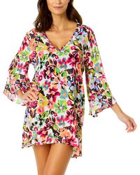 Anne Cole - Floral Flounce Cover-up Tunic - Lyst