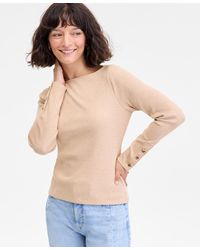 On 34th - Button-cuff Boatneck Top - Lyst