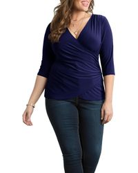 Kiyonna - Plus Size Femme Fatale Faux Wrap Top - Lyst