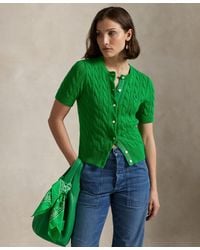Polo Ralph Lauren - Cable-knit Cotton Short-sleeve Cardigan - Lyst