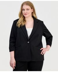 Anne Klein Essentials - Ak Anne Klein Plus Size Scrunch 3/4-sleeve Blazer - Lyst