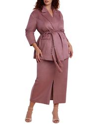 Eloquii - Faux Suede Midi Column Skirt - Lyst