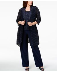 R & M Richards - 3-pc. Plus Size Sequined Lace Pantsuit & Shell - Lyst