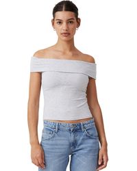 Cotton On - Staple Rib Off The Shoulder Short Sleeve Top - Lyst