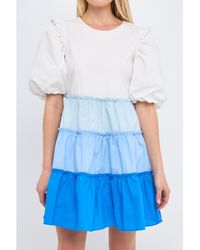 English Factory - Colorblock Multi Tiered Ruffled Mini Dress - Lyst